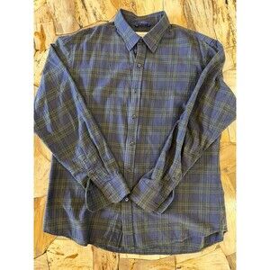Teddy Stratford Button Up Size 6 Mens Blue Plaid Hidden Zipper Cotton